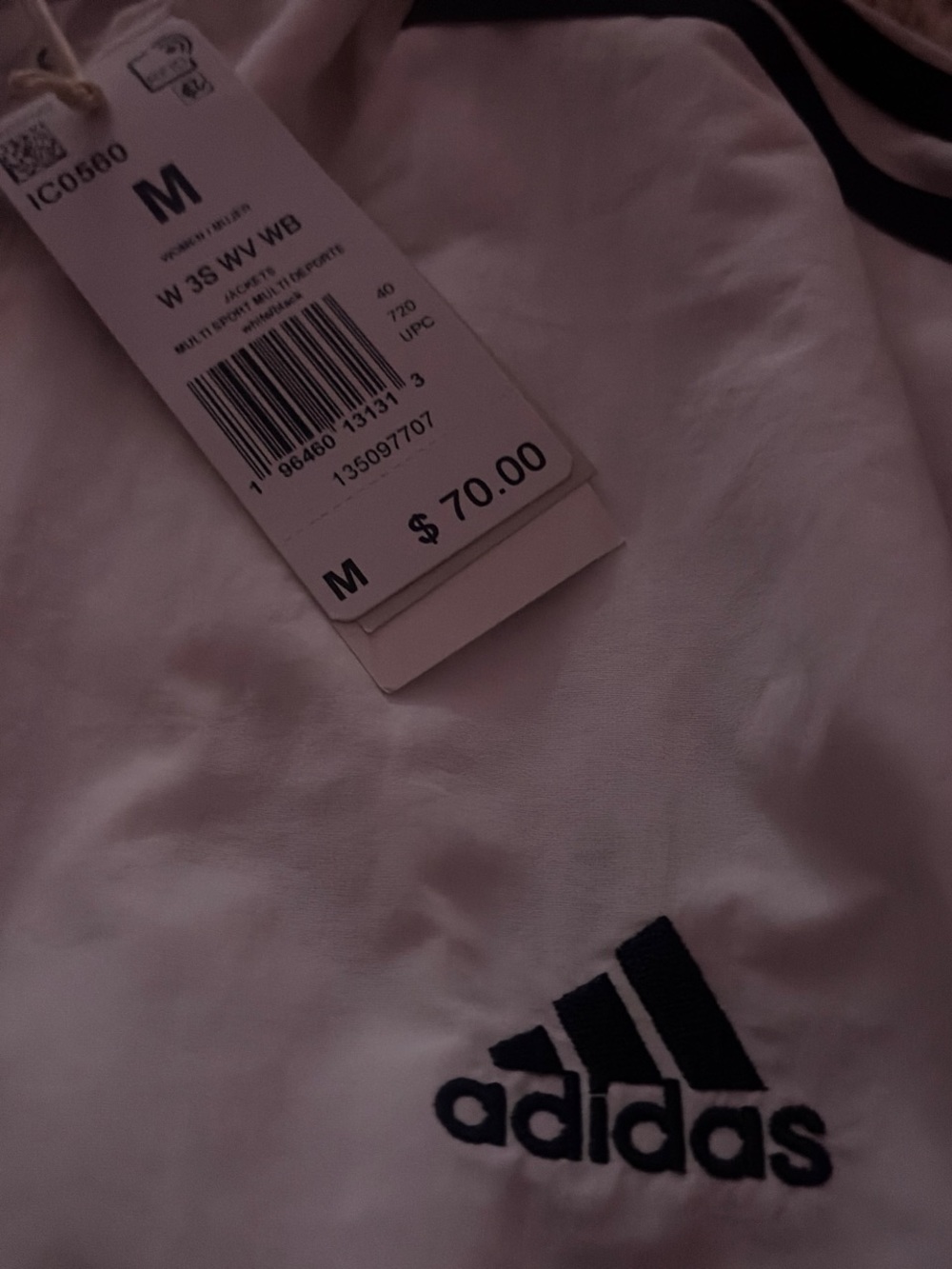 adidas White Polo with Black Logo Embroidery